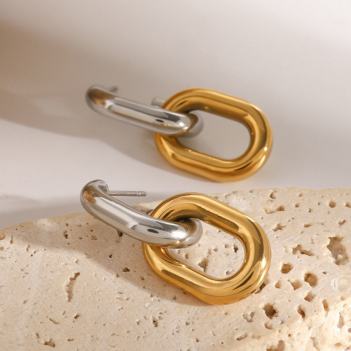 Wholesale  stainless steel color matching geometric earrings