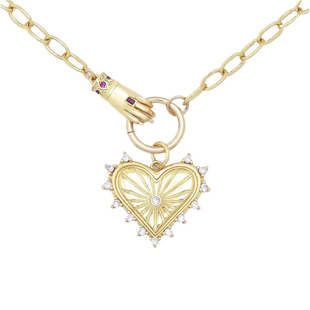 Wholesale  Love Diamond Hand Pendant Light Luxury  Necklace