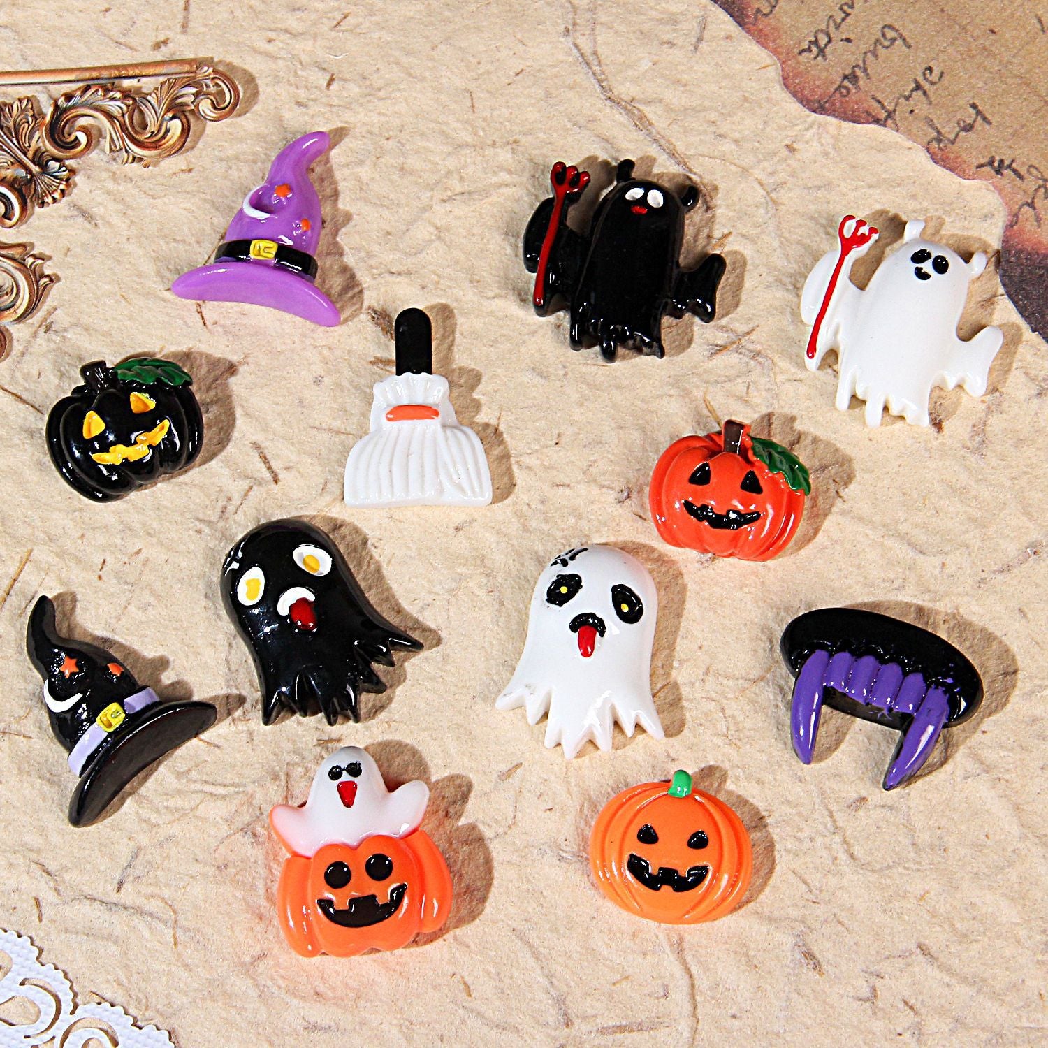 Wholesale  Spooky Pumpkin Resin DIY Craft Accessories Mixed Batch for Party