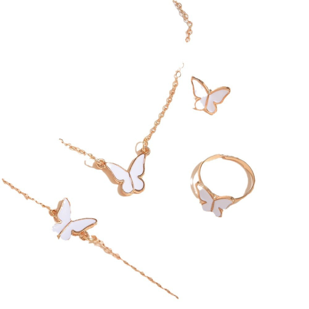 Wholesale Alloy Butterfly Necklaces Bracelet Four-piece Set ACC-NE-ShiLing001