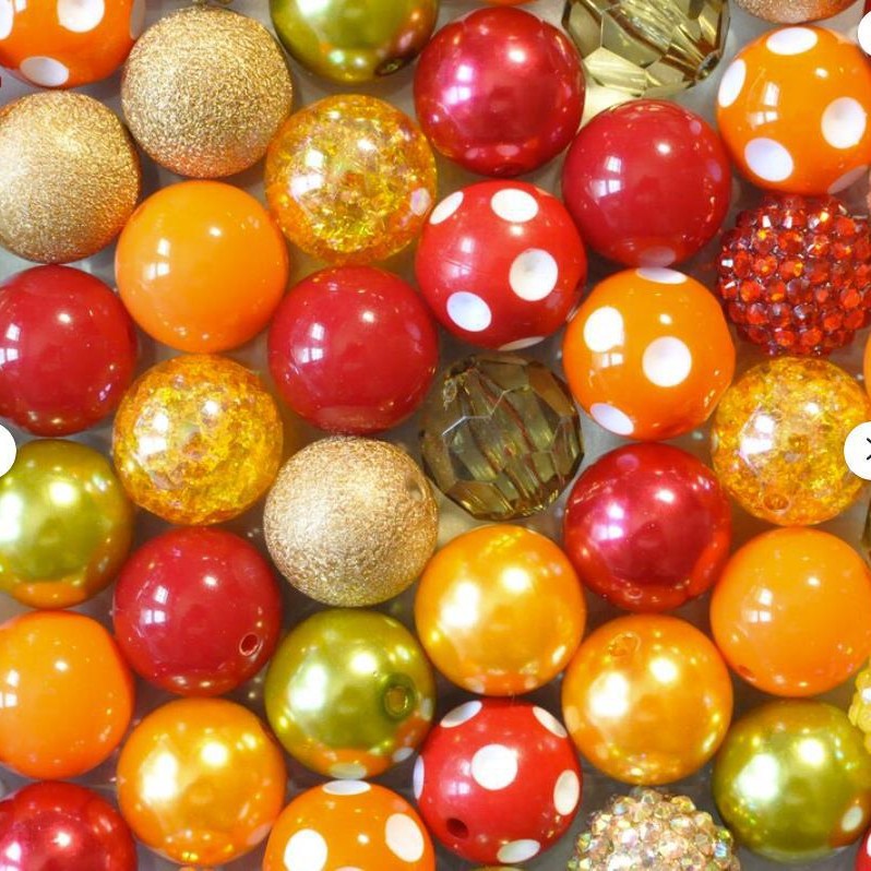 Wholesale 50pcs/ pack Gold and Red Mixed Color 20MM Acrylic Bubblegum Beads