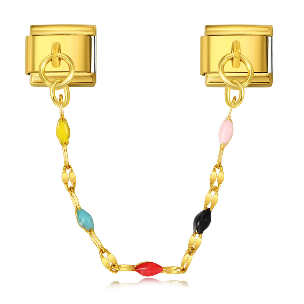 Wholesale Italian Charm Bracelet 9mm DIY Splicing Double Hanging Pendant Stainless Steel Composable Bracelet