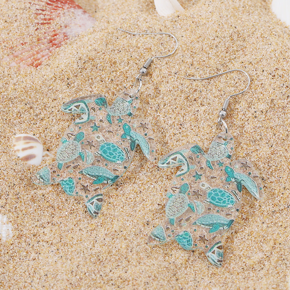 Wholesale Ocean Wind Blue Turtle Pendant Acrylic Earrings