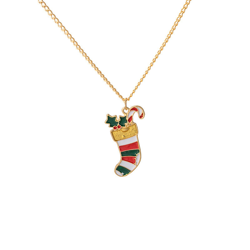 Wholesale Christmas Cartoon Oil Dripping Elk Snowman Bell Necklaces ACC-NE-MDD002
