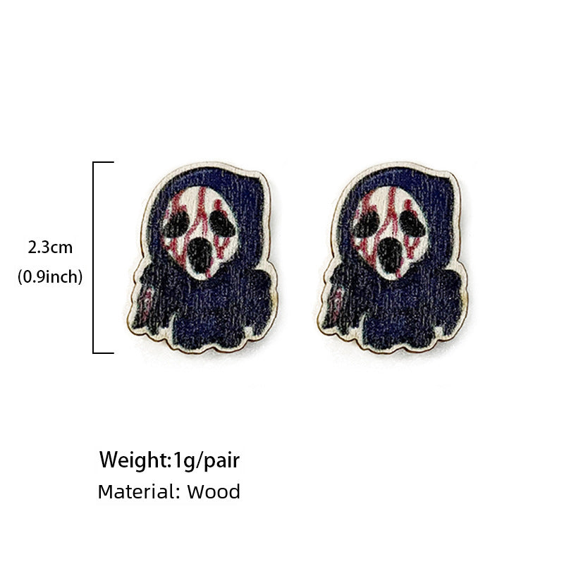 Wholesale Halloween wooden stud earrings