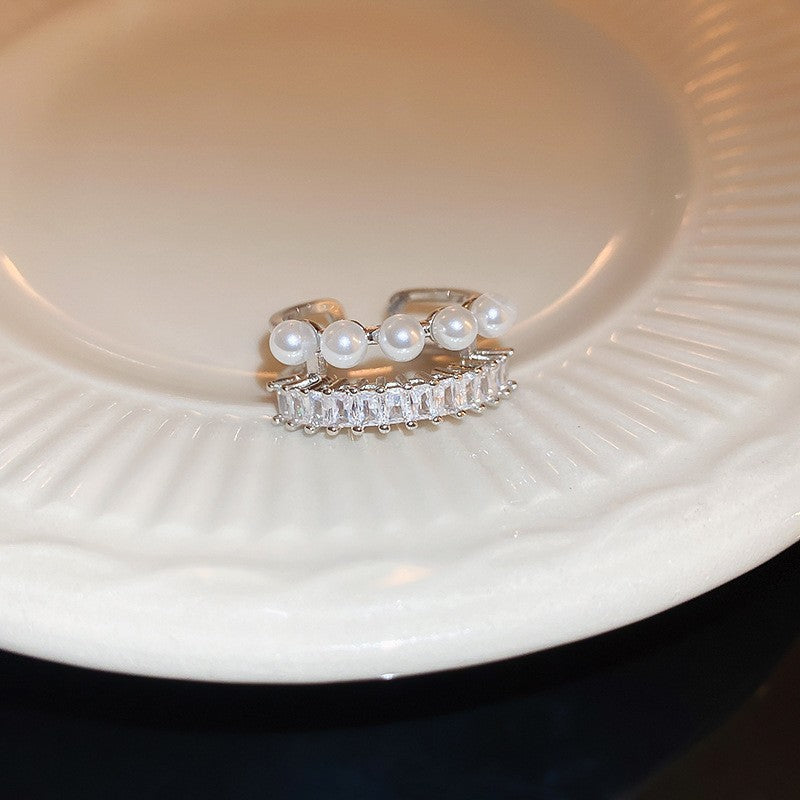 Wholesale Plated Fresh Water Pearl Zircon Butterfly Ring