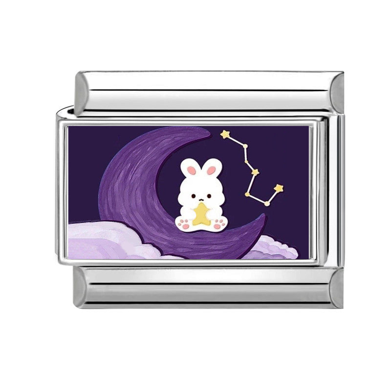 Wholesale Hearts and Love Italian Charms flowers DIY  Single Section Creative Stainless Steel Composable Bracelet