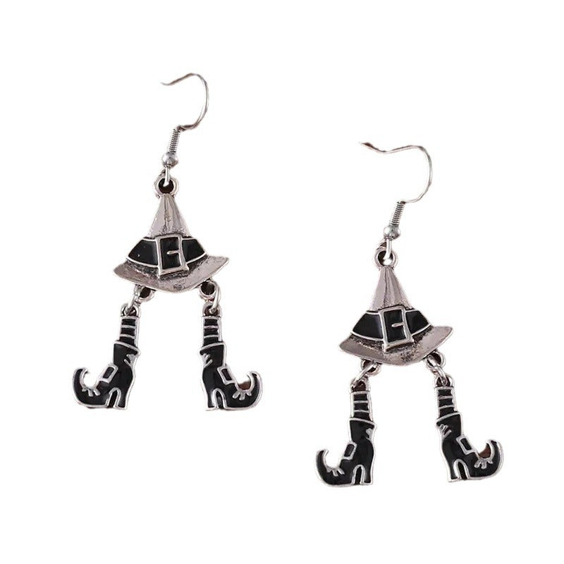 Wholesale Halloween Gothic Wind Witch Hat Boots Pendant Earrings