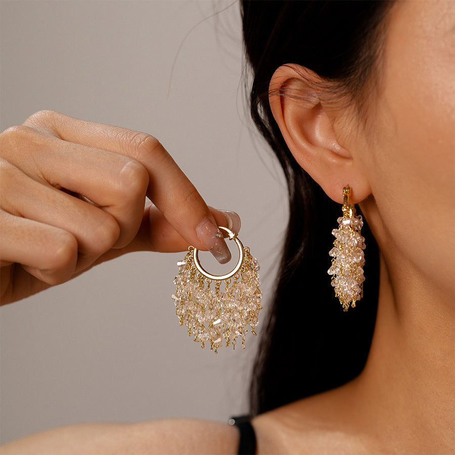 Wholesale Electroplated star crystal geometric earrings