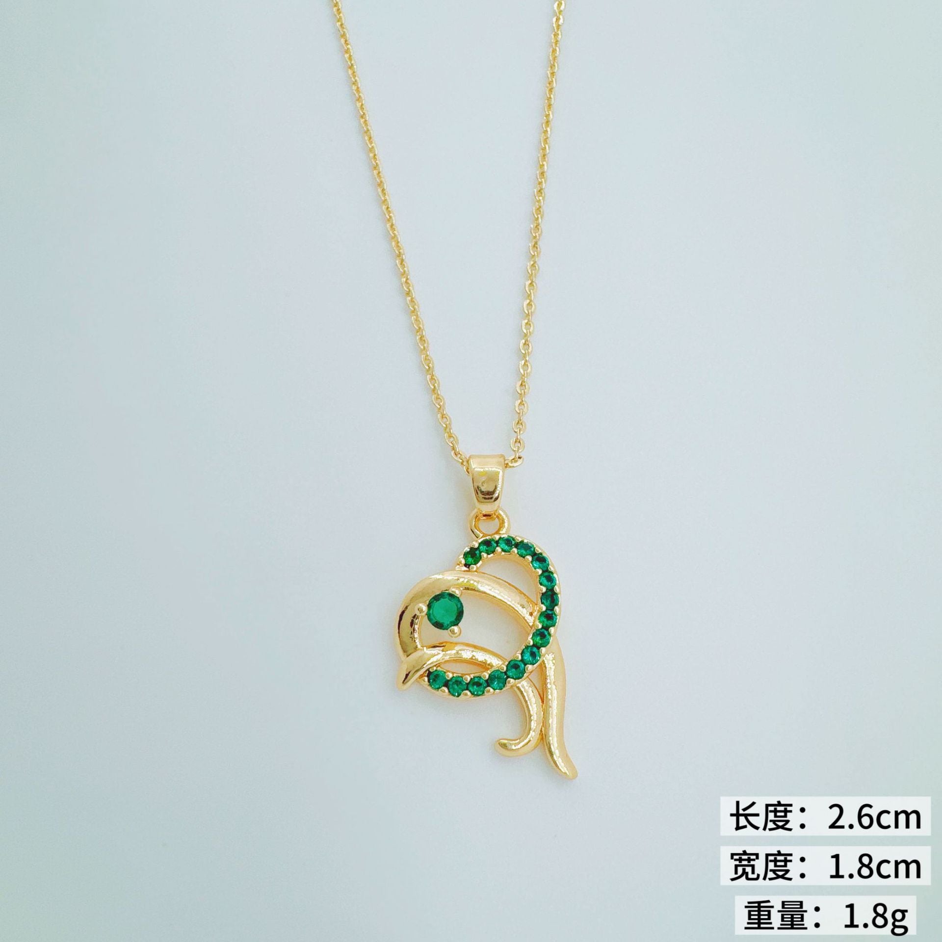 Wholesale Trendy Ocean Dolphin Fish Pendant Necklace Gold Plated Copper Cubic Zirconia Jewelry Accessory