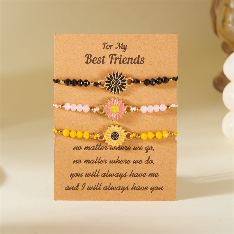 Wholesale  flower bracelet  3-piece set color daisy paper card bracelet