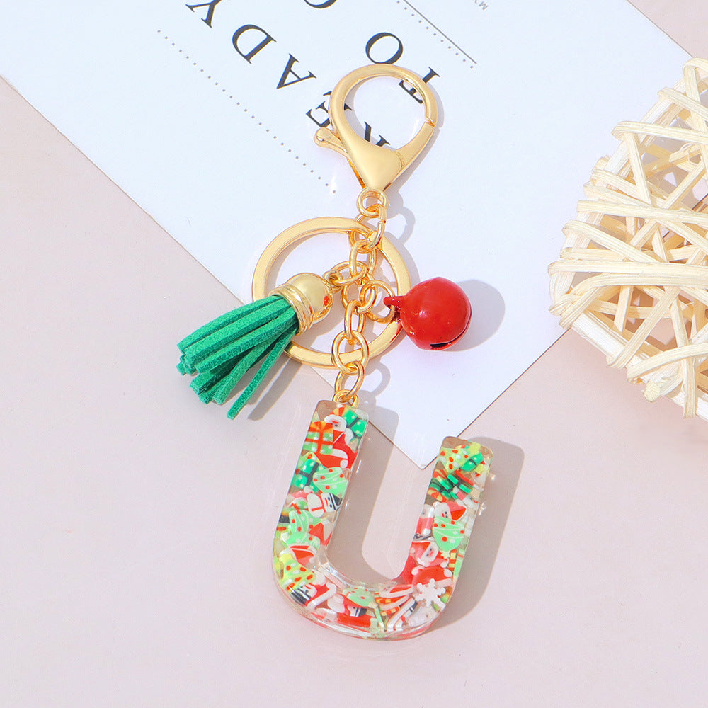Wholesale Resin English Letter Keychain with Tassel Festive Holiday Party Bag Charm