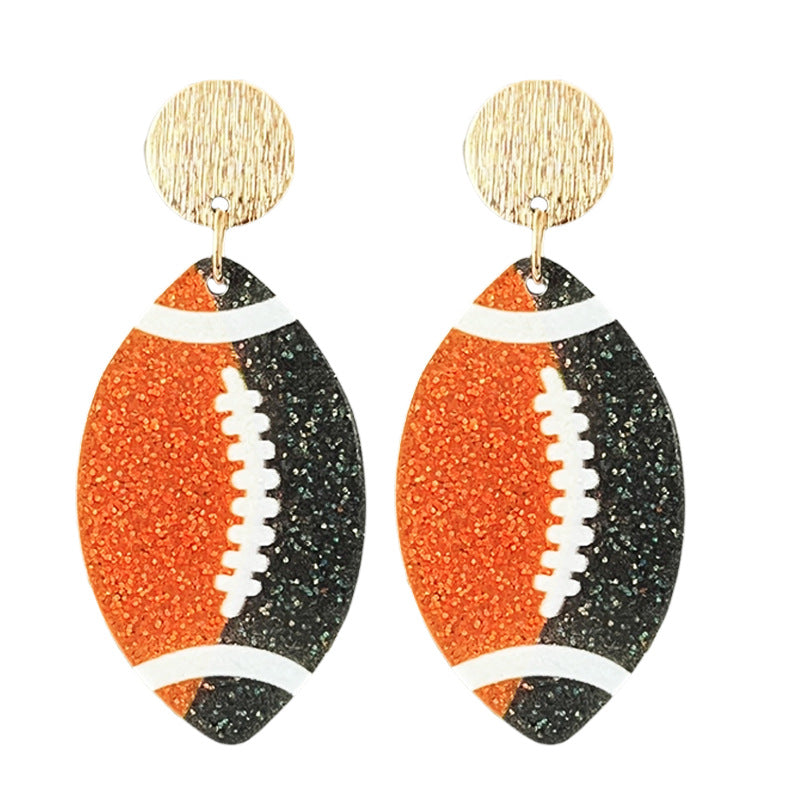 Wholesale  source football soccer color contrast fashion ladies shiny acrylic earrings