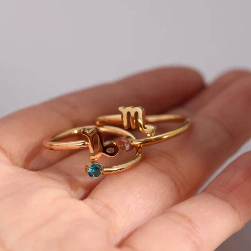 Wholesale Titanium Steel Classic Evergreen Twelve Constellation Adjustable Ring