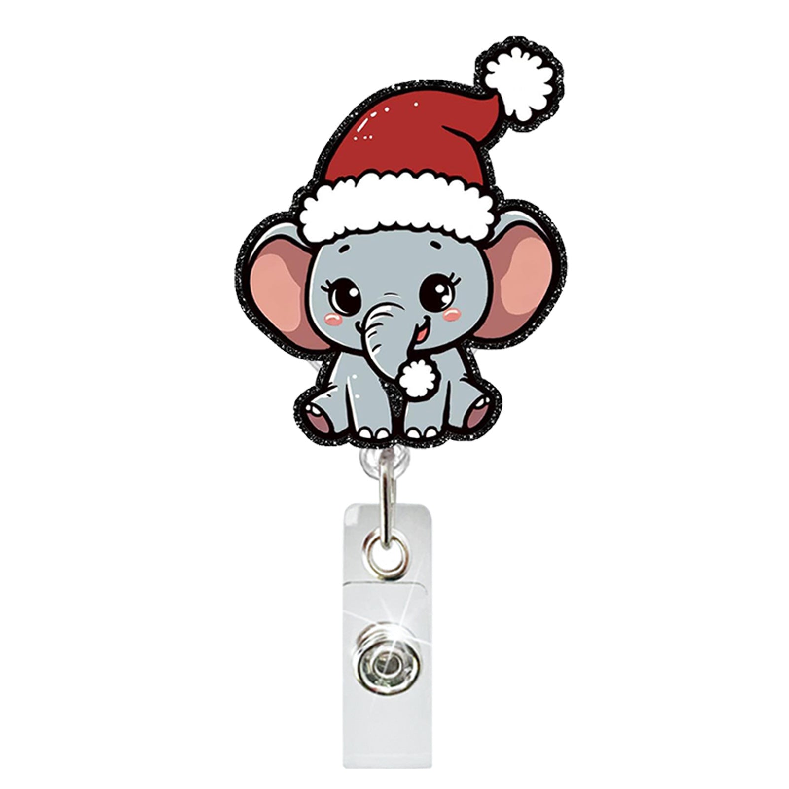 Wholesale Christmas Glitter Acrylic Cat Sloth Retractable Rotating Badge Keychain ACC-KC-QiDing030