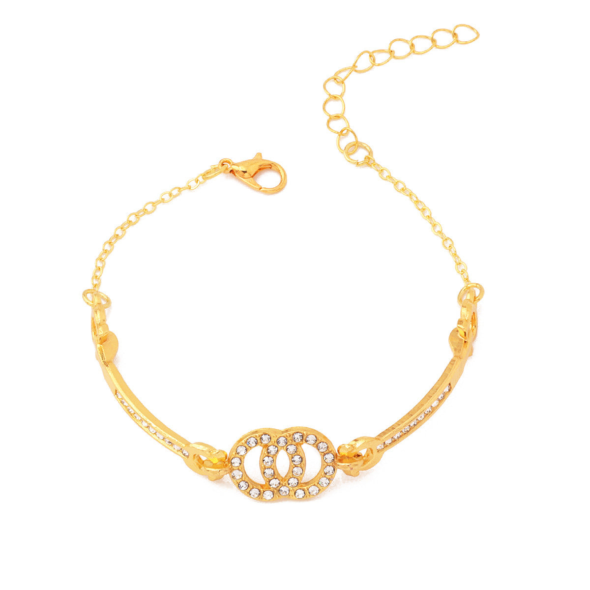 Wholesale Trendy Four-Leaf Clover Crystal Women' s Bracelet Gold Alloy Electroplated Jewelry Accessory ACCVIP