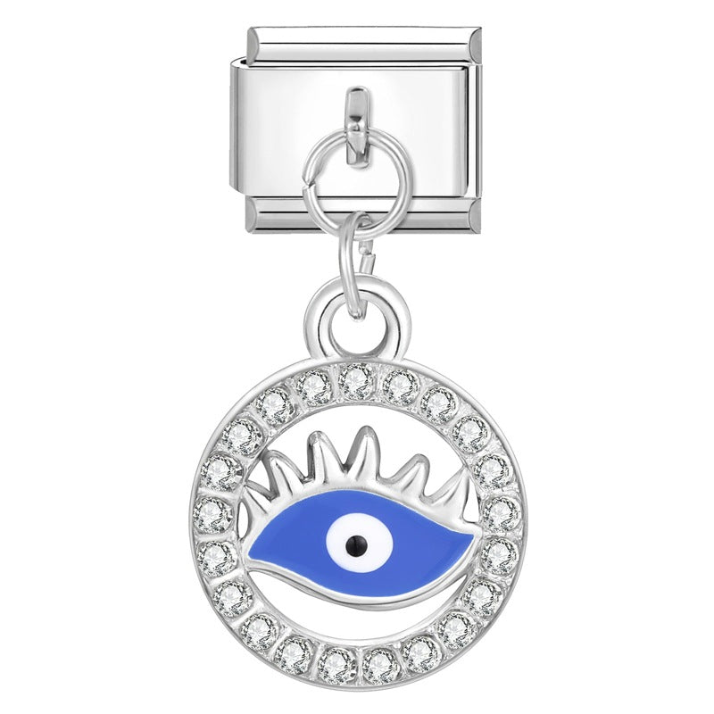 Bracelet de charme italien en gros 9 mm DIY Esplicing Blue Eyes Bracelet composable en acier inoxydable