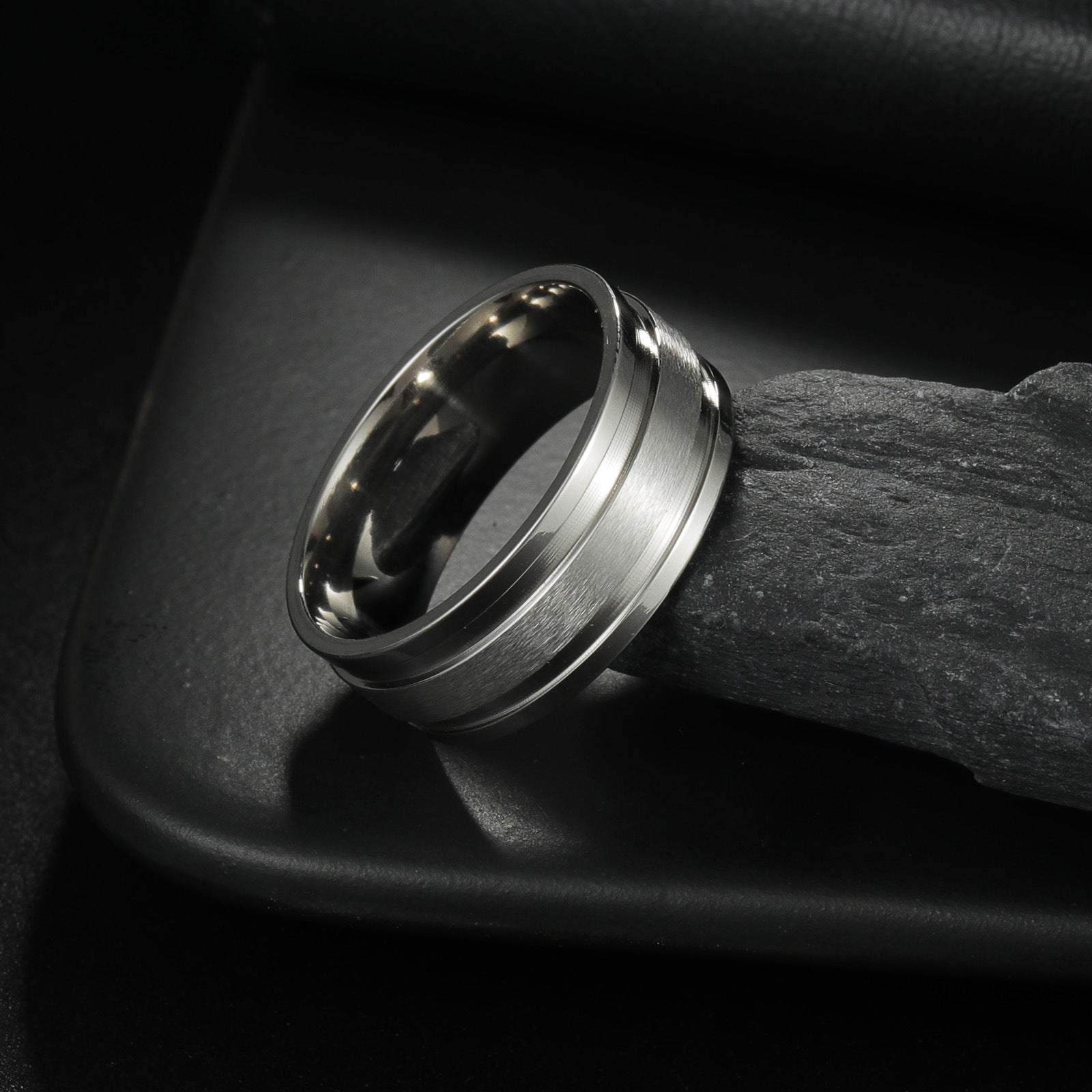 Wholesale  men's stainless steel black ring