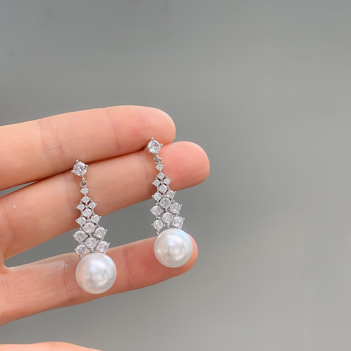 Wholesale Zircon Tassel Pearl Earrings