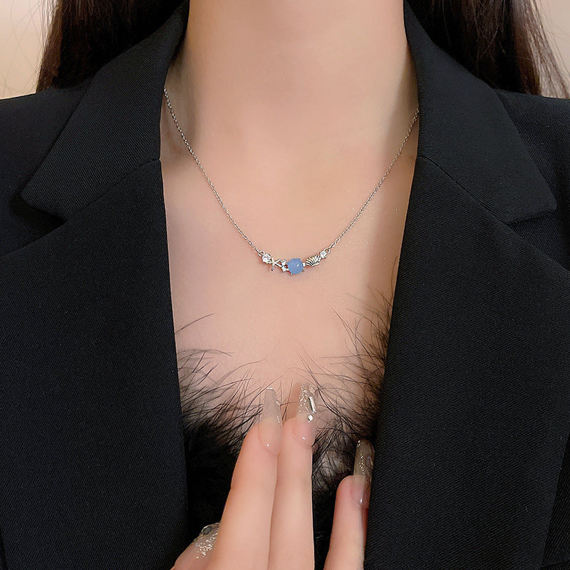 Wholesale Vintage Titanium Steel Necklace Pearl Pendant Clavicle Chain ACC-NE-Sengw003