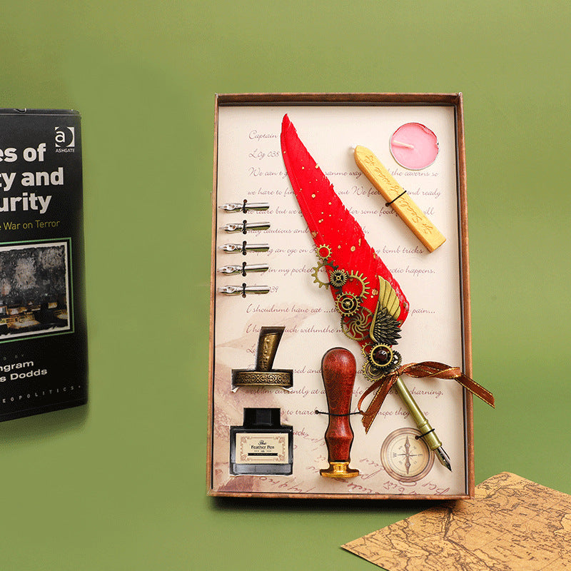 Wholesale retro feather pen suit  gift box