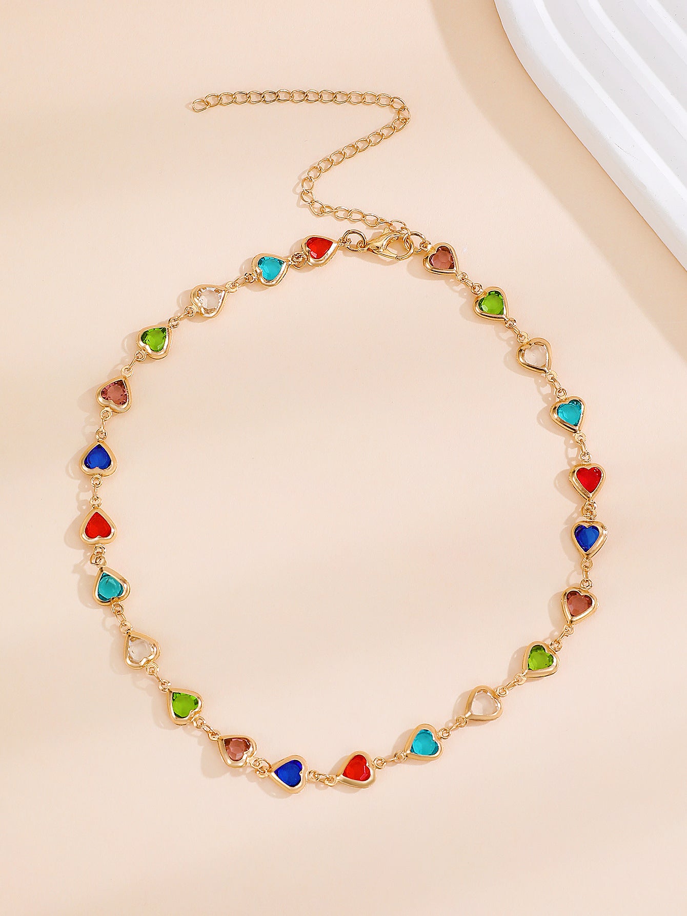 Wholesale  Color Love Bracelet Necklace Personalized Alloy Heart-shaped Dopamine Bracelet