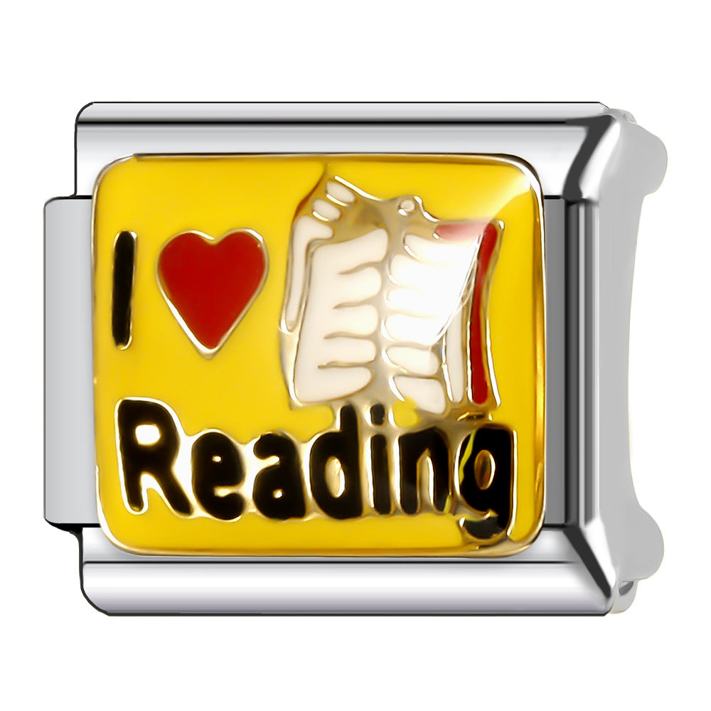 Wholesale Italian Charm Bracelet 9mm DIY English Series Creative Stainless Steel Composable Bracelet