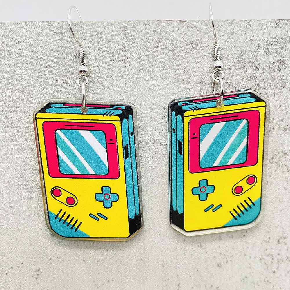 Wholesale Acrylic Retro Style Tape Earrings Record Game Console Earrings