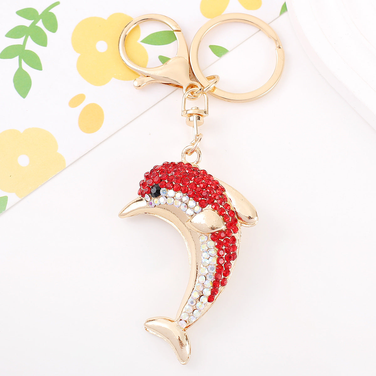 Wholesale Dolphin Rhinestone Alloy Keychain ACC-KC-YuanFei009