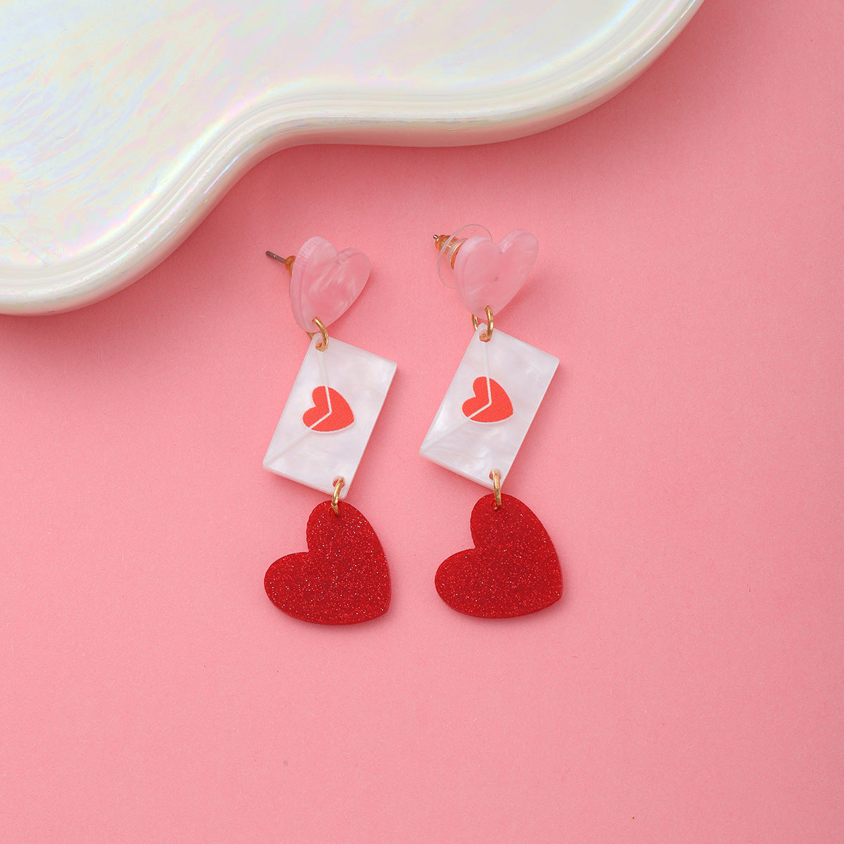 Wholesale Valentine' s Day Acrylic Heart Earrings