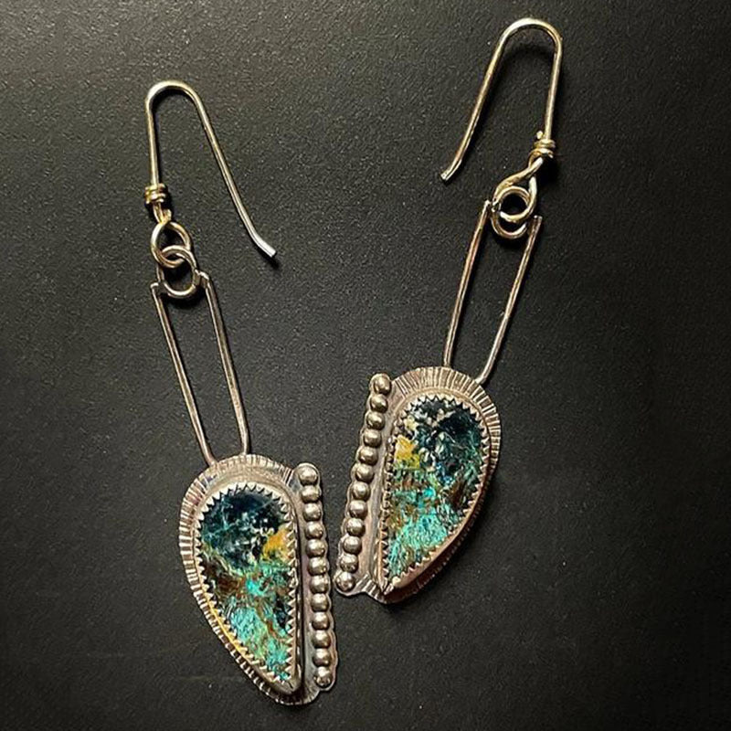 Wholesale  Blue Enamel Gold Flower Earrings