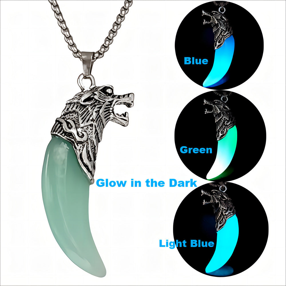 Wholesale Retro Luminous Wolf Tooth Men' s Pendant