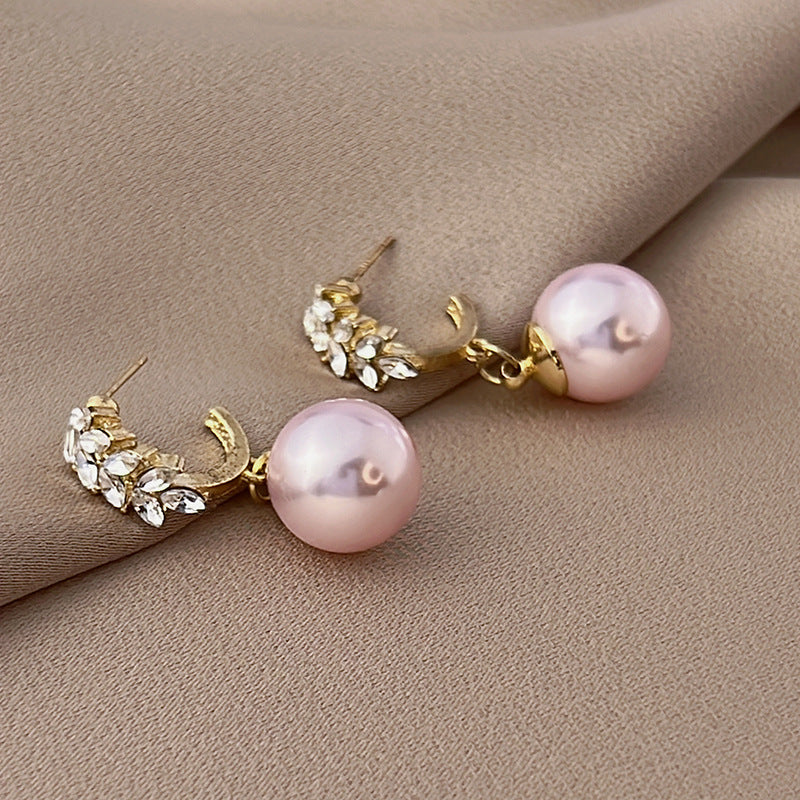Wholesale Light Luxury Champagne Pink Bead Earrings ACC-ES-XiaoCheng011