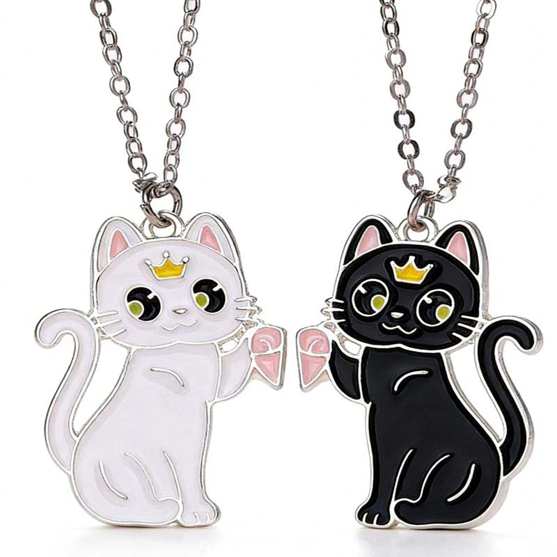 Wholesale Cartoon Heart BFF Magnetic Pendant Necklace For Women Stylish Gold Tone Zinc Alloy Boutique Resale Jewelry Accessory