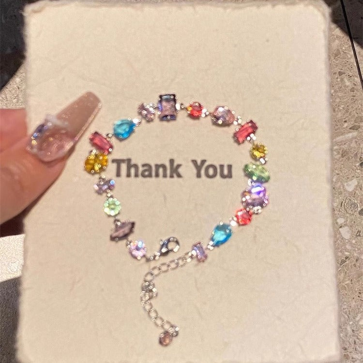 Wholesale Colorful Crystal Candy Zircon Bracelet Alloy Beaded Jewelry Accessory for Gift