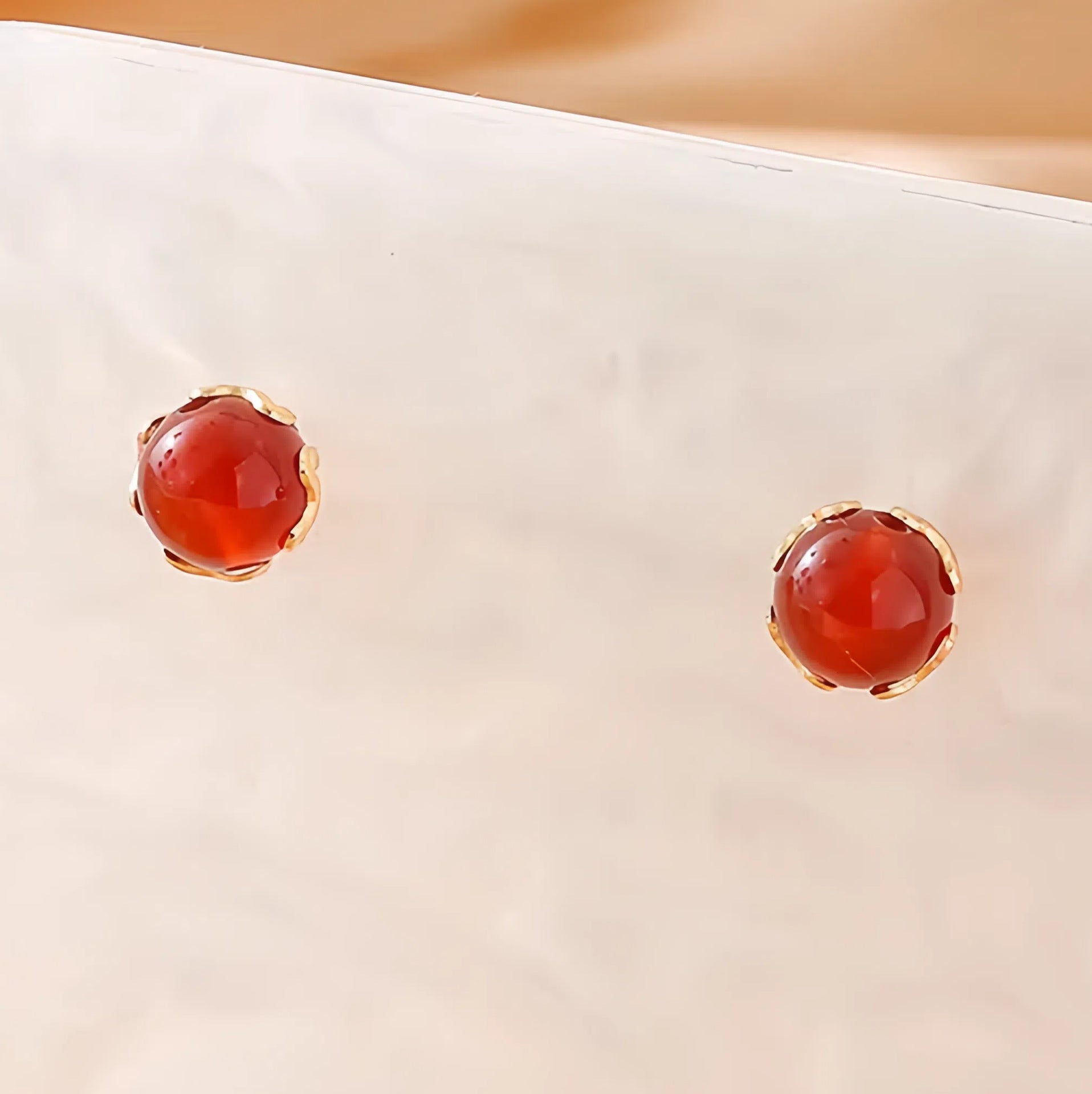 Wholesale Natural Stone Earrings Silver Needle Red Agate Earrings
