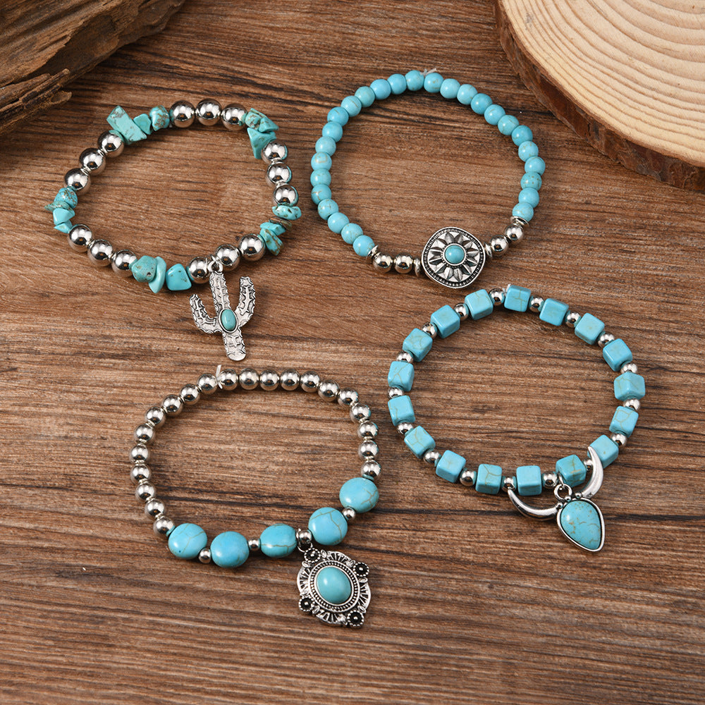 Wholesale  Bohemian Style Beaded Bracelet Bull Head Geometric Turquoise Fashion Combination Hot Selling Bracelet