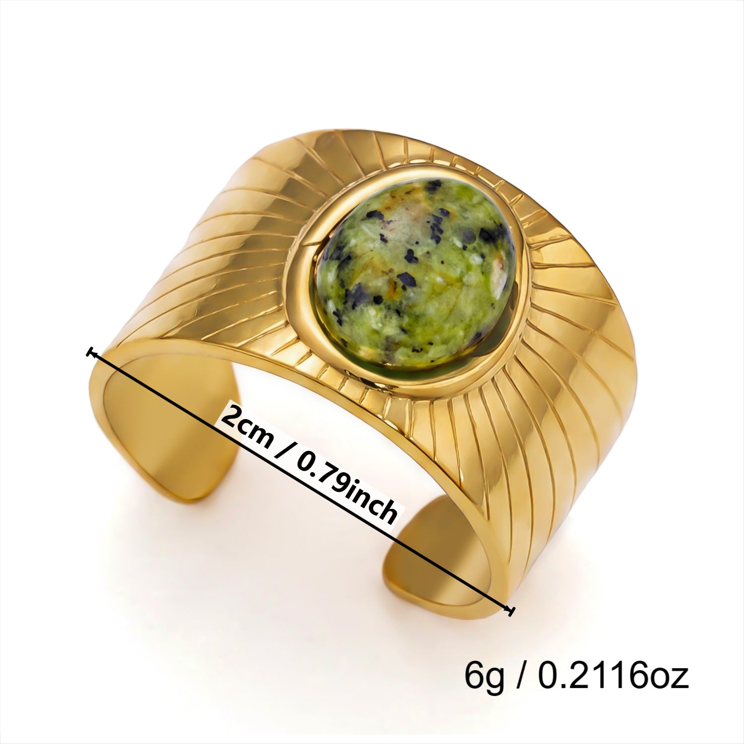 Wholesale 18k Gold Plated Stainless Steel Malachite Ring Vintage Stackable Jewelry Accessory