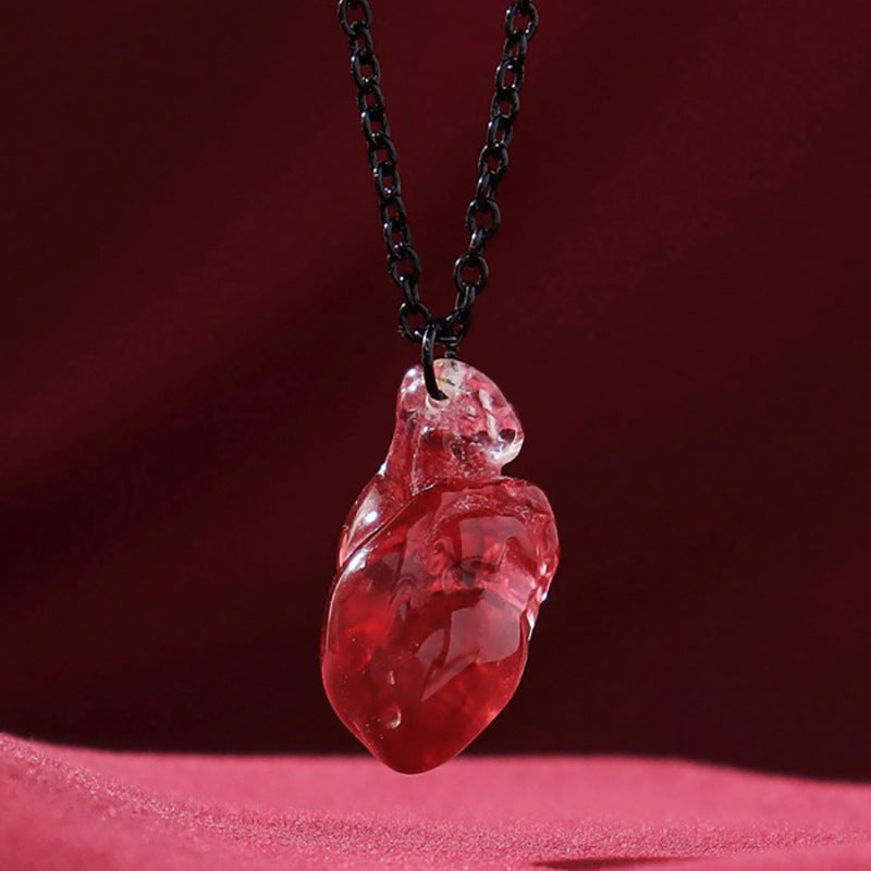 Wholesale  resin heart organ necklace creative necklace