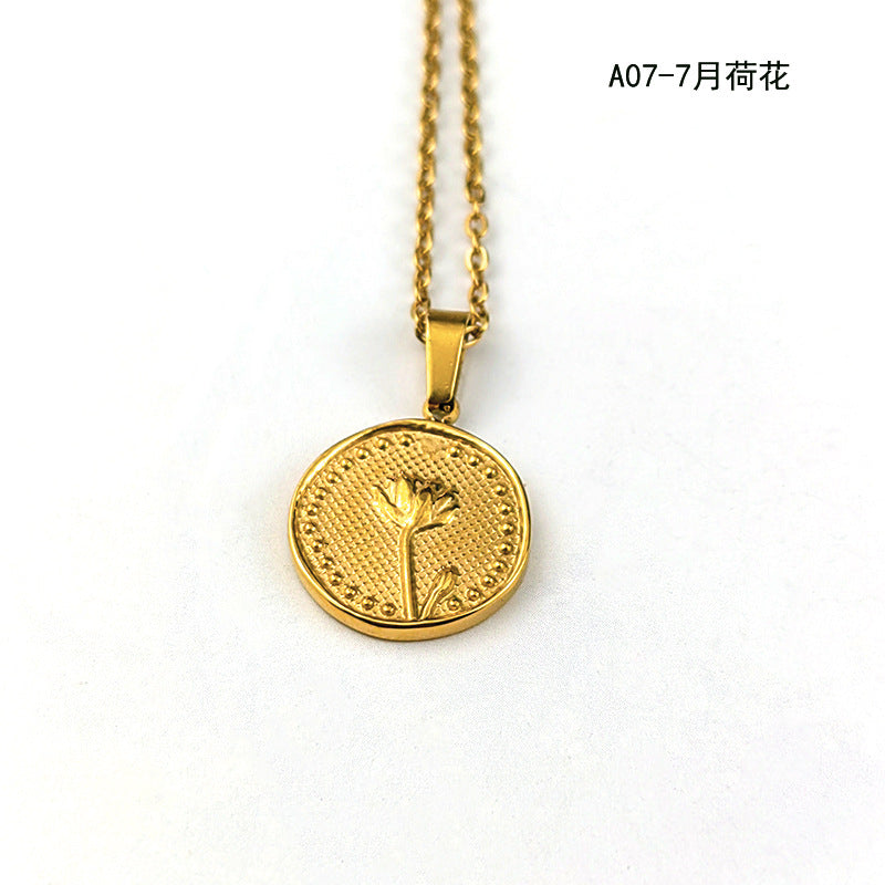 Wholesale Vintage 18K Stainless Steel December Flowers Pendant Necklaces ACC-NE-GuDi007
