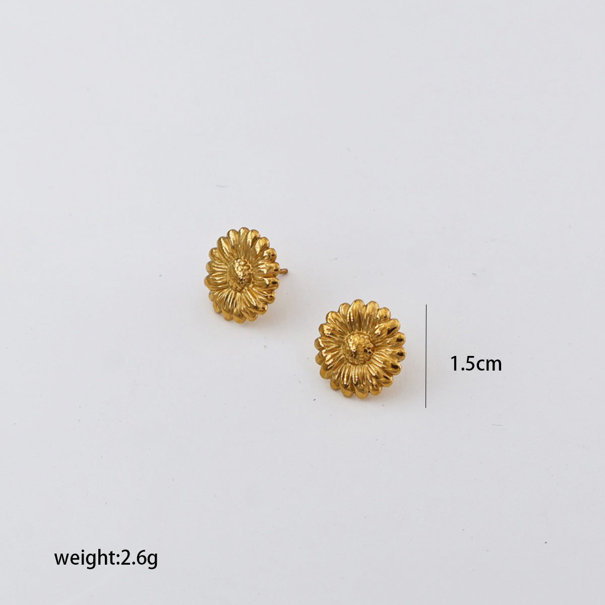 Wholesale stainless steel daisy earrings  geometric round flower petal earrings