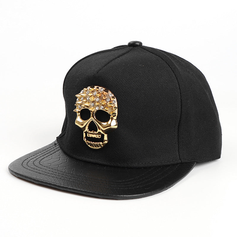 Wholesale hat metal skull flat hat snakeskin brim Tide brand hip-hop baseball cap