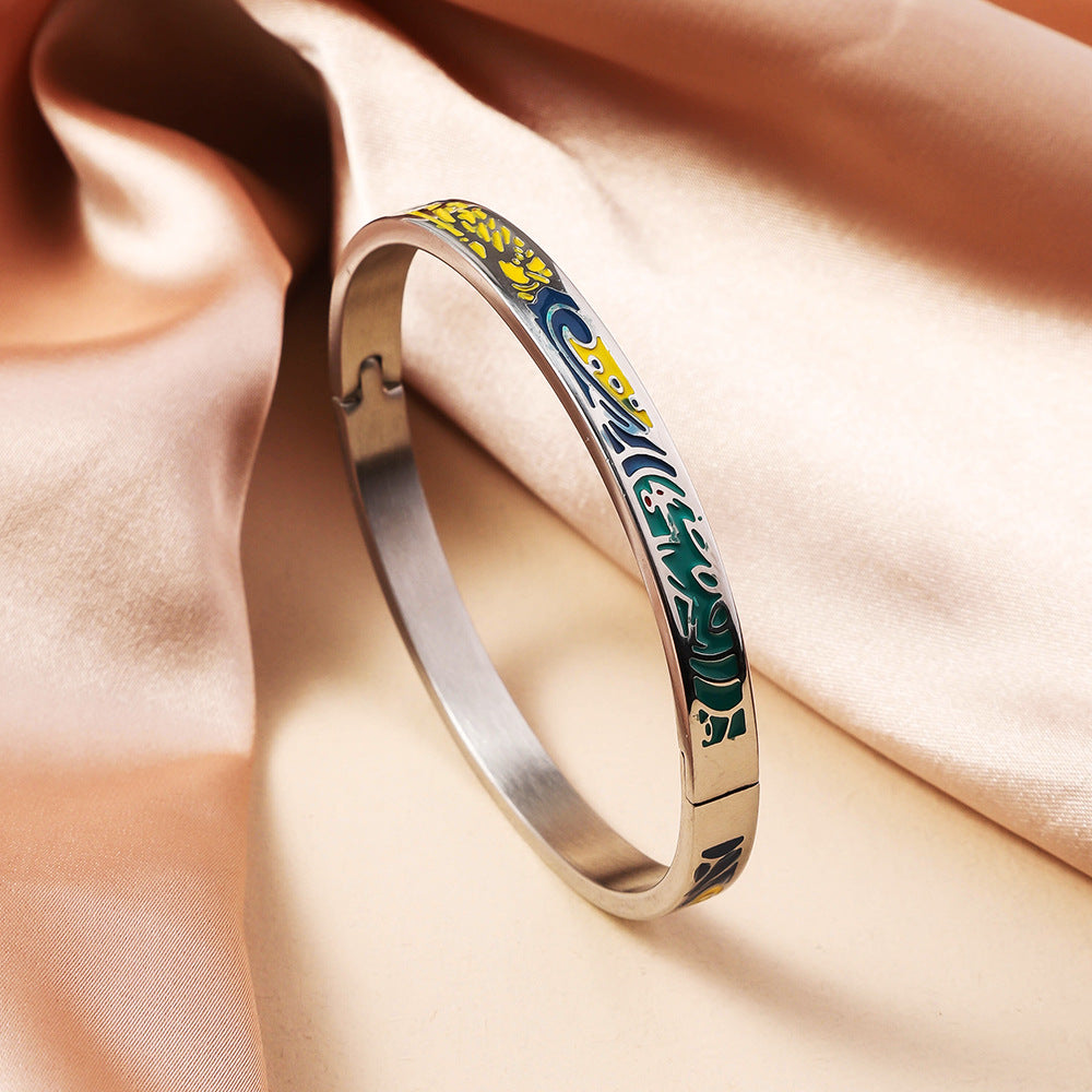 Wholesale Titanium Steel Geometric Oil Drop Buckle Bracelet ACC-BT-Ruif006