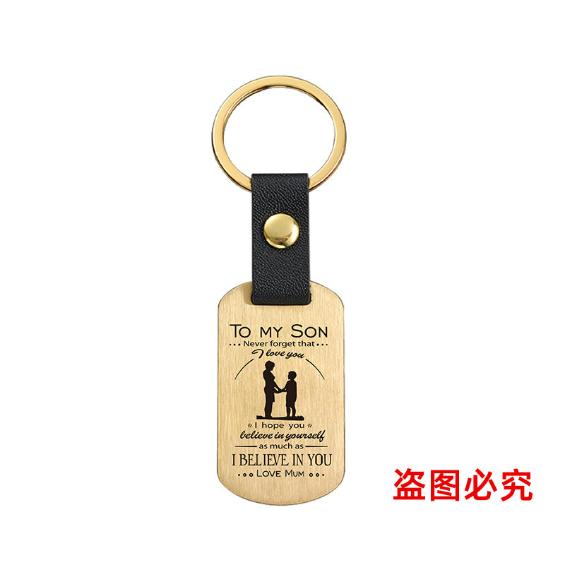 Wholesale Family Gift for Son Metal Leather Keychains ACC-KC-GangGu031