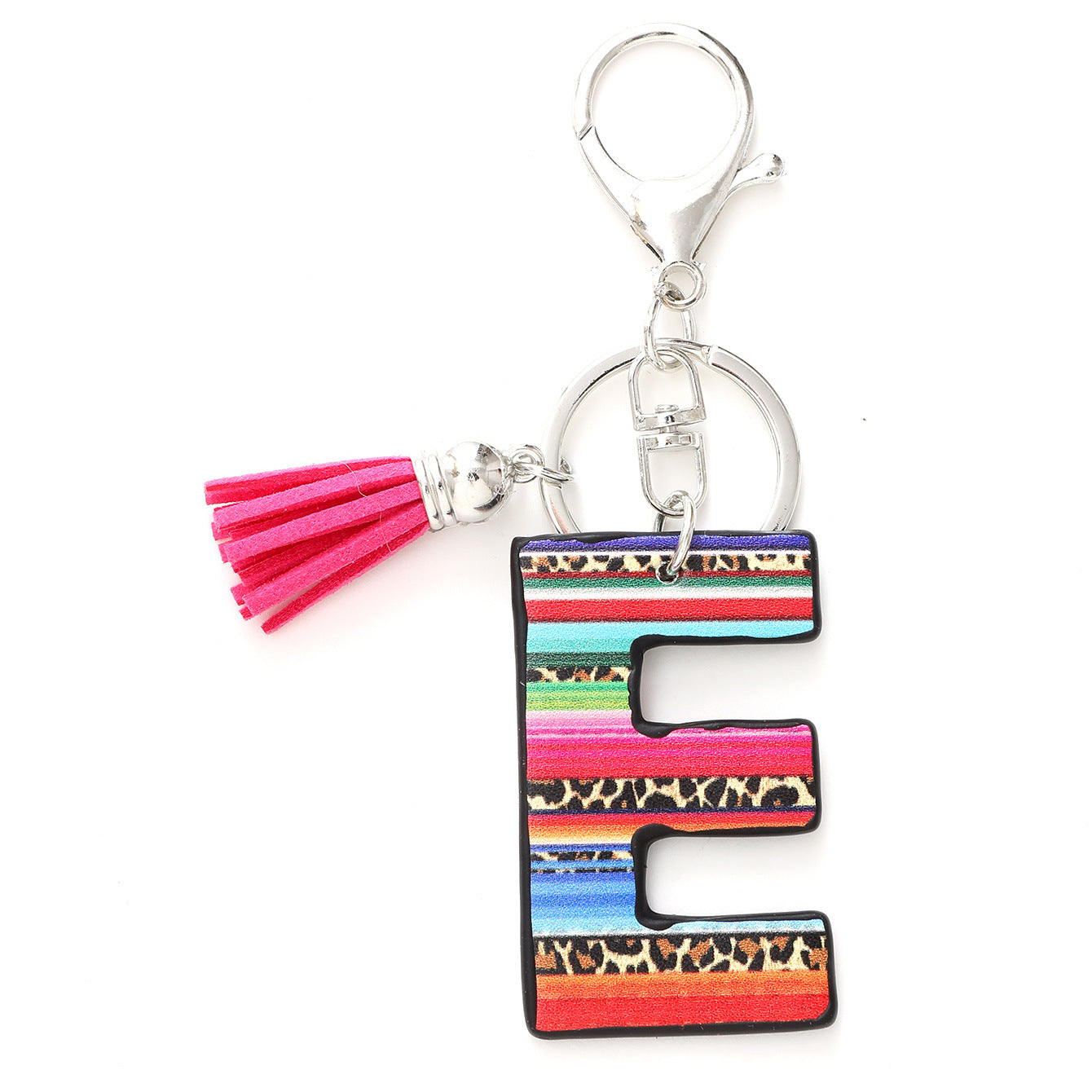 Wholesale Western Style Aztec Leopard Leather Letter Tassel Keychain ACC-KC-YTian009