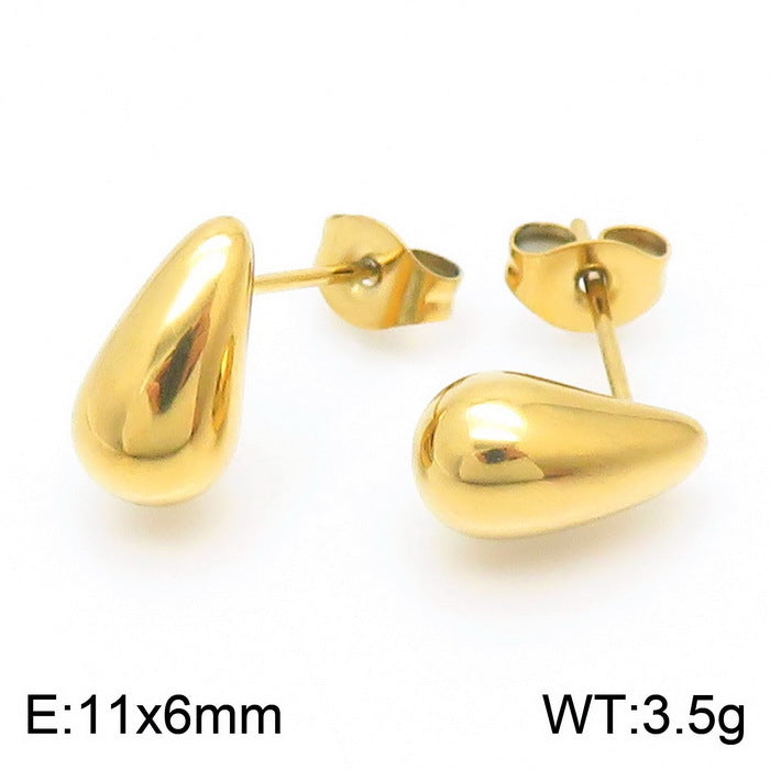 Wholesale Water Drop Hollow Set Glossy Stainless Steel Earrings Necklace ACC-ES-RuiMasi002