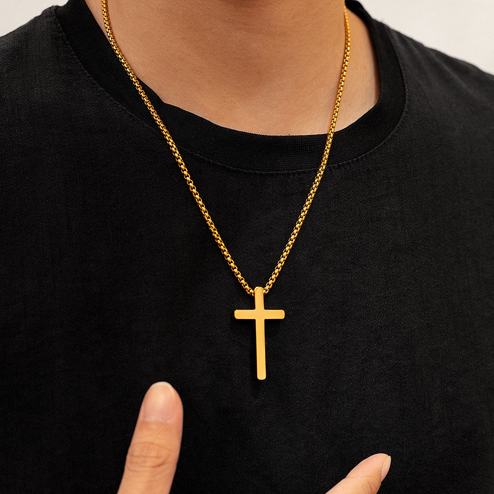 Wholesale  smooth stainless steel cross accessories hip-hop men's necklace
