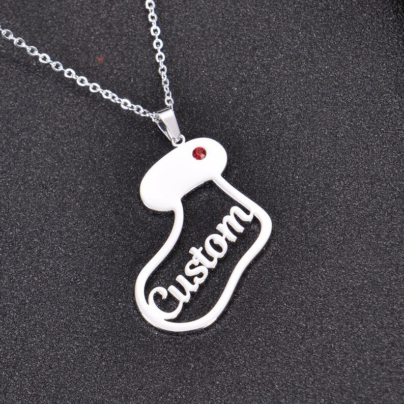 Wholesale Titanium Steel Twelve Birthstone Necklace Cartoon English Letter Pendant Necklace