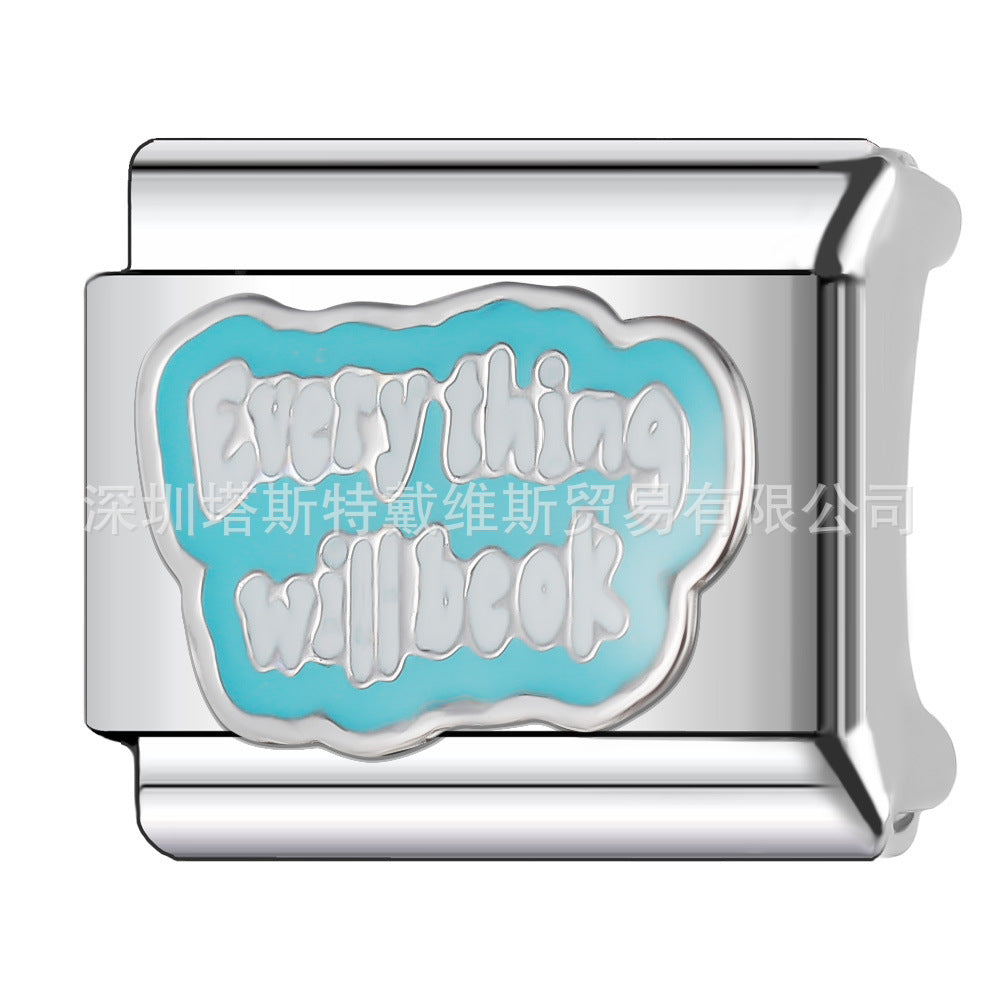 Wholesale  Italian Charm Bracelet 9mm DIY English Word Series Creative Stainless Steel Composable Bracelet