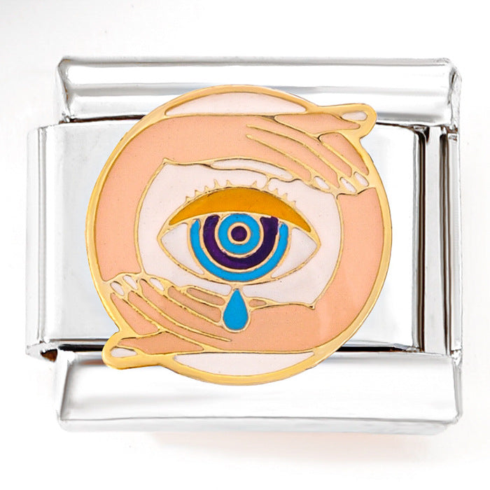 Wholesale Italian Charm Horus Eye Stainless Steel Patchwork Bracelet